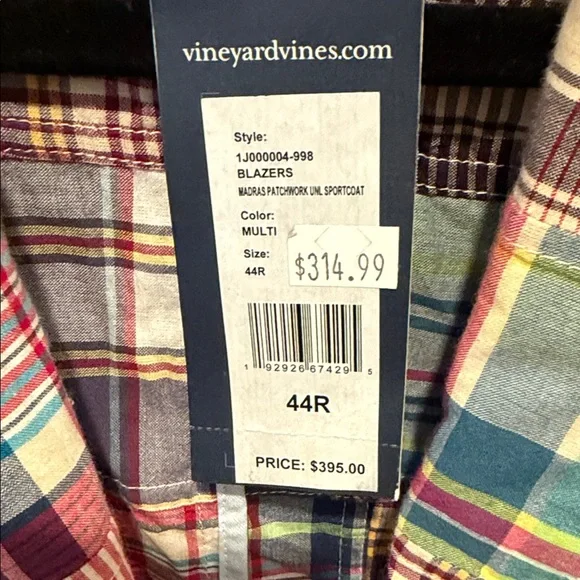 Vineyard Vines Madras Patchwork Blazer 44R NWT Kentucky Derby Preppy Sport Coat - Picture 3 of 16